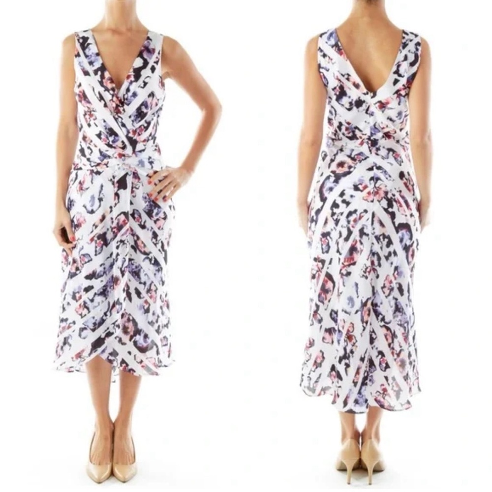 WHBM Floral Stripe Wrap Dress Size 2